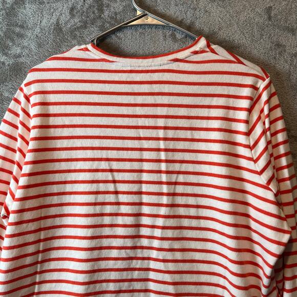 Boden Stripped White Orange Sweater Side Slits Cotton Flare Sleeves Size 12 - Picture 2 of 5